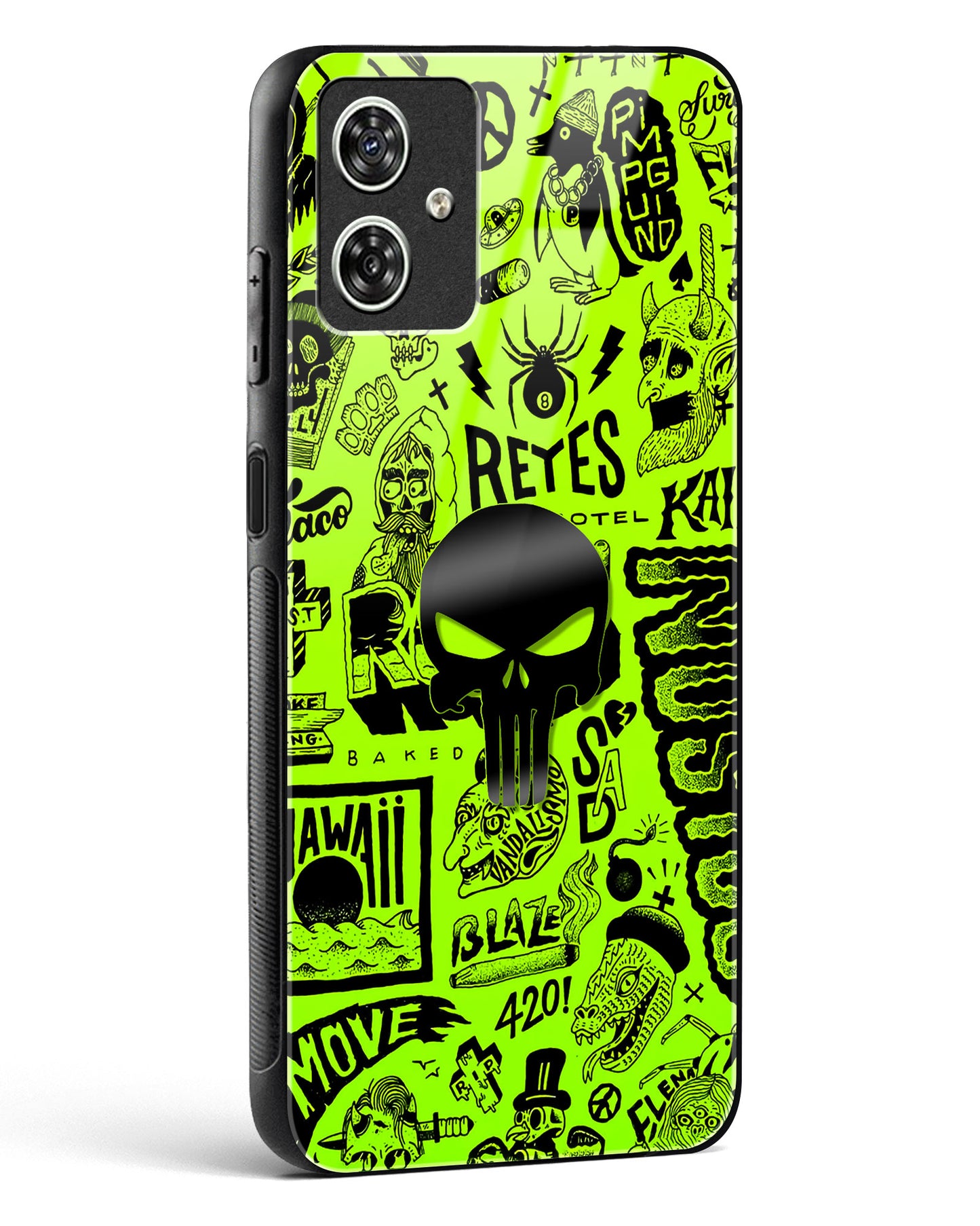 4D Skull Logo Graffiti Glass Phone Case-Moto G64 5G