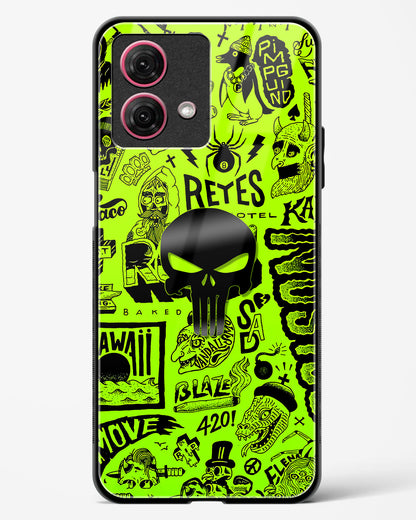 4D Skull Logo Graffiti Glass Phone Case-Moto G84 5G