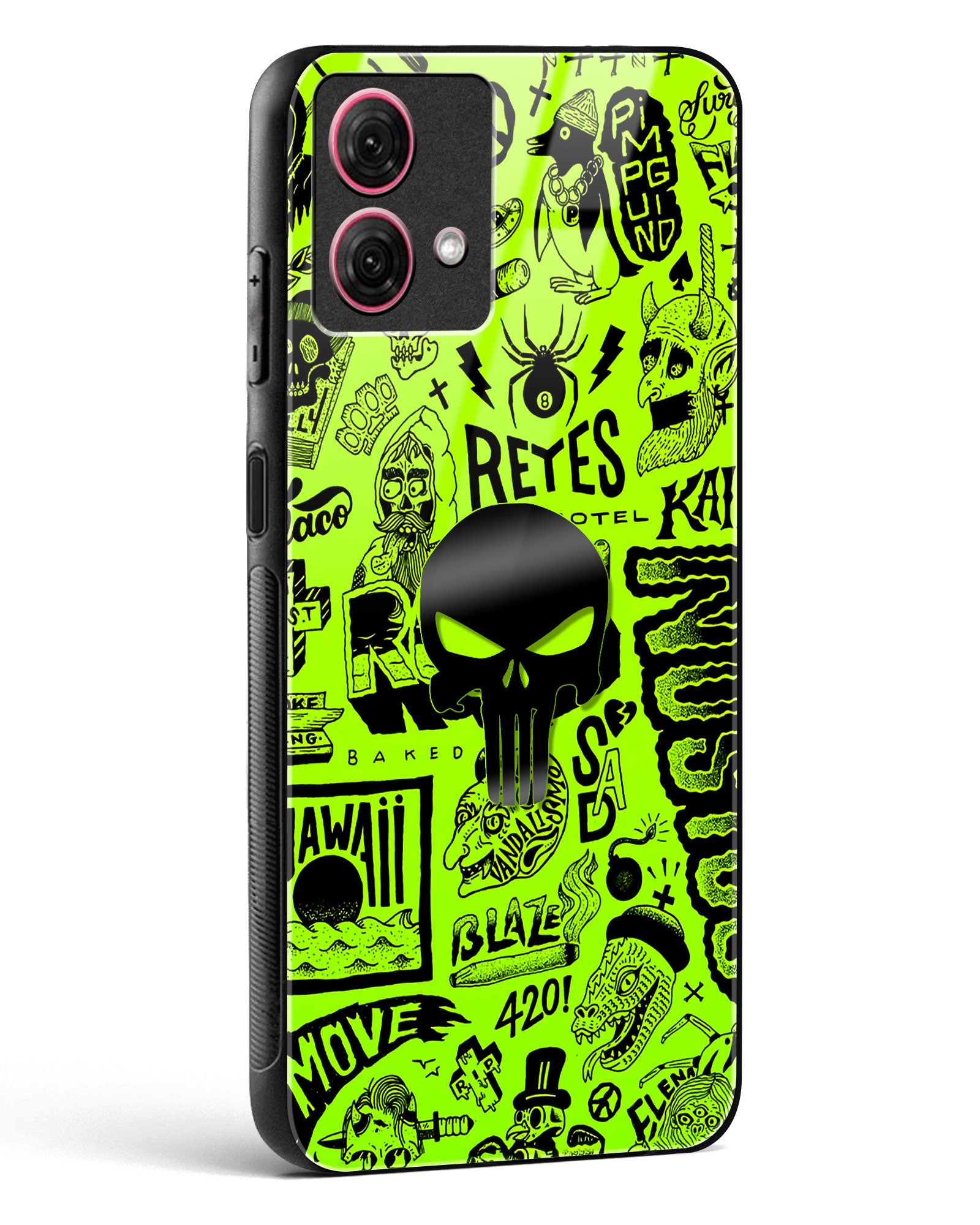 4D Skull Logo Graffiti Glass Phone Case-Moto G84 5G