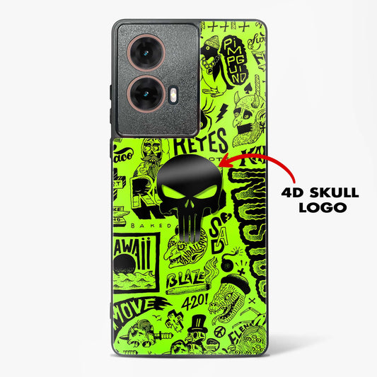 4D Skull Logo Graffiti Glass Phone Case-Moto G85 5G