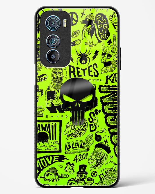 4D Skull Logo Graffiti Glass Phone Case-Motorola Edge 30