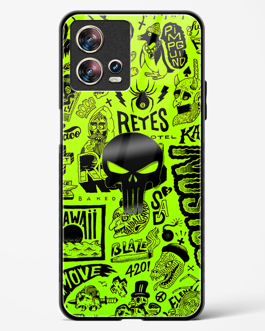 4D Skull Logo Graffiti Glass Phone Case-Motorola Edge 30 Fusion