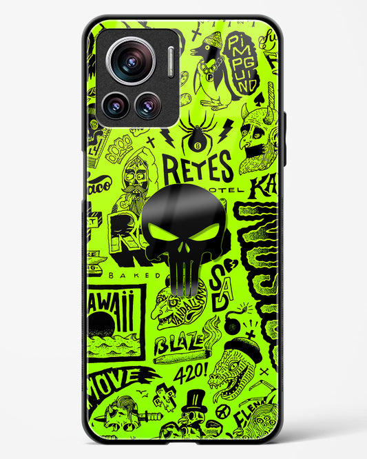 4D Skull Logo Graffiti Glass Phone Case-Motorola Edge 30 Ultra
