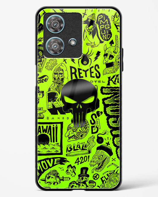 4D Skull Logo Graffiti Glass Phone Case-Motorola Edge 40 Neo
