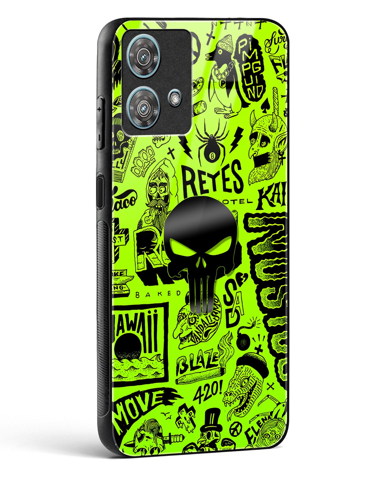 4D Skull Logo Graffiti Glass Phone Case-Motorola Edge 40 Neo