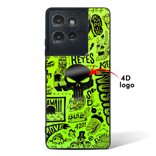 4D Skull Logo Graffiti Glass Phone Case-Motorola Edge 50