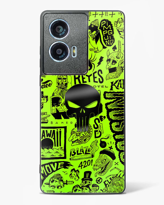 4D Skull Logo Graffiti Glass Phone Case-Motorola Edge 50 Fusion