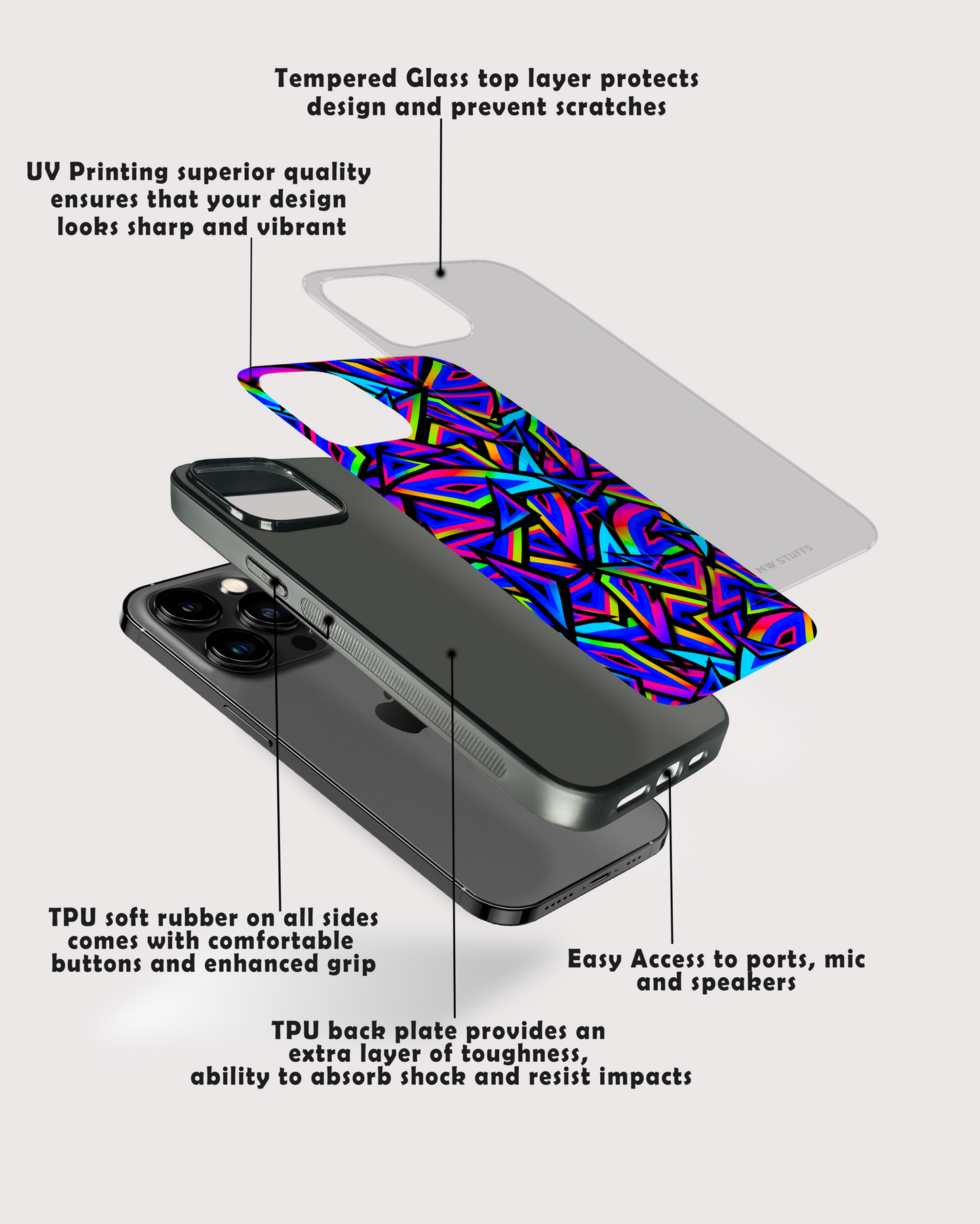 Abstract Pattern Glass Case -  - MW Stuffs - 