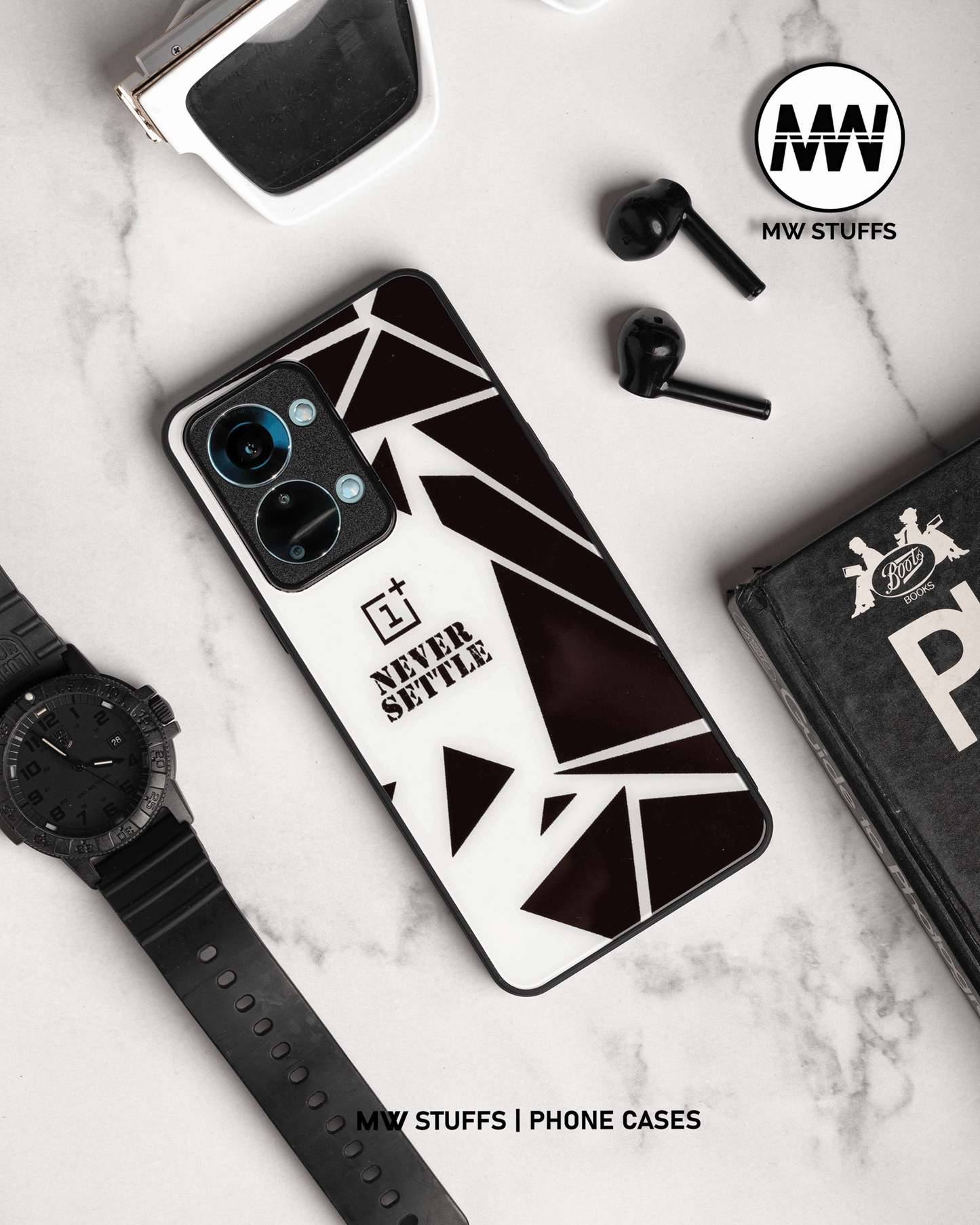 Abstract with Custom Logo GLASS CASE (Customizable for all models) -  - MW Stuffs - 