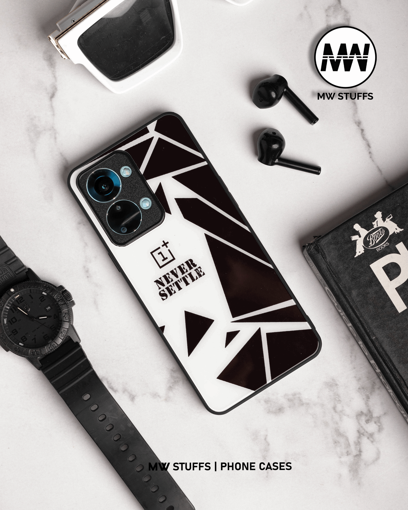 Abstract with Custom Logo GLASS CASE (Customizable for all models) -  - MW Stuffs - 