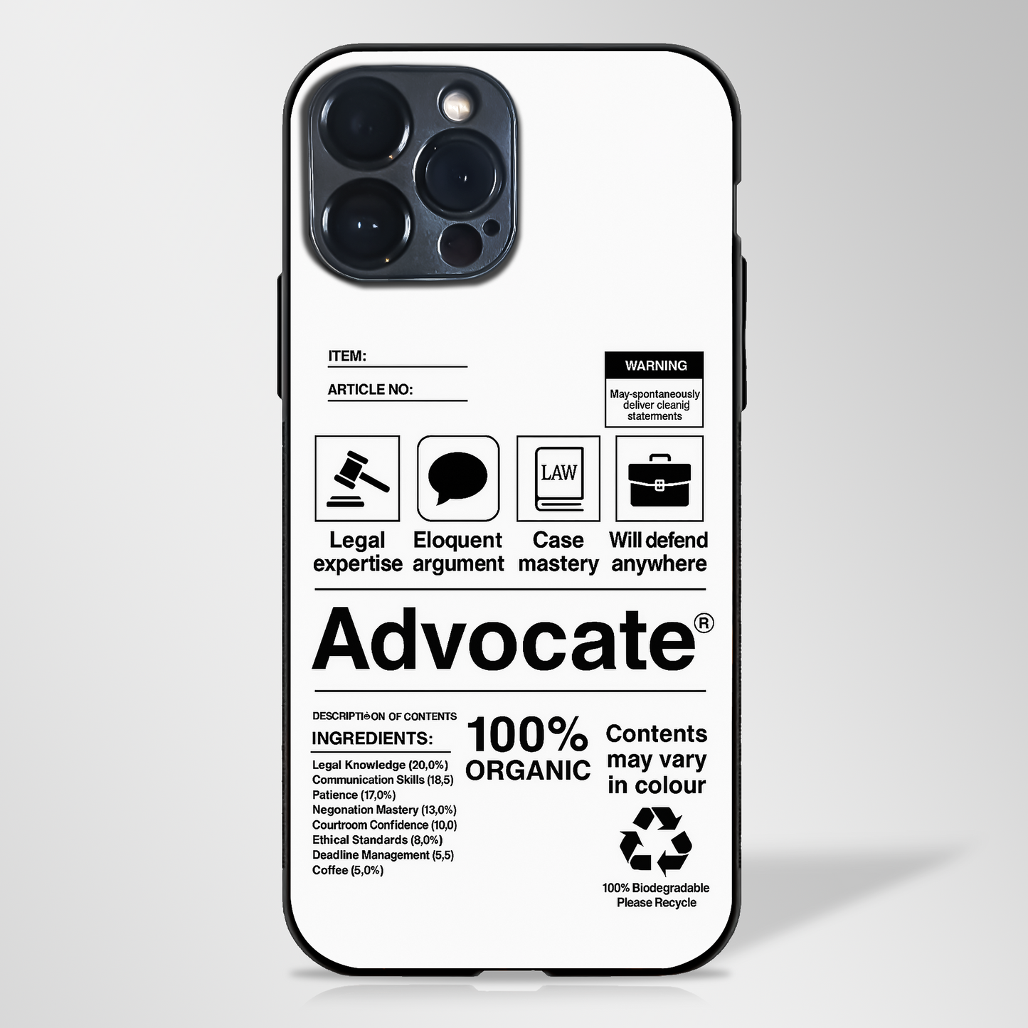 Advocate Essence Glass Case (Black & White)