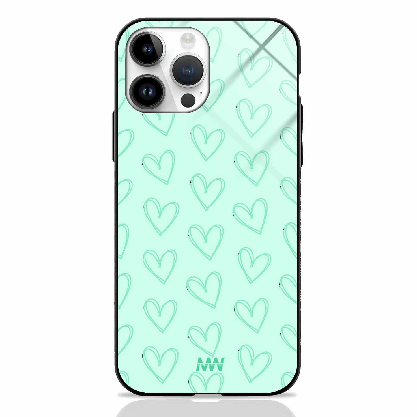 Aesthetic Minimal Hearts Premium Glass Case -  - MW Stuffs - 