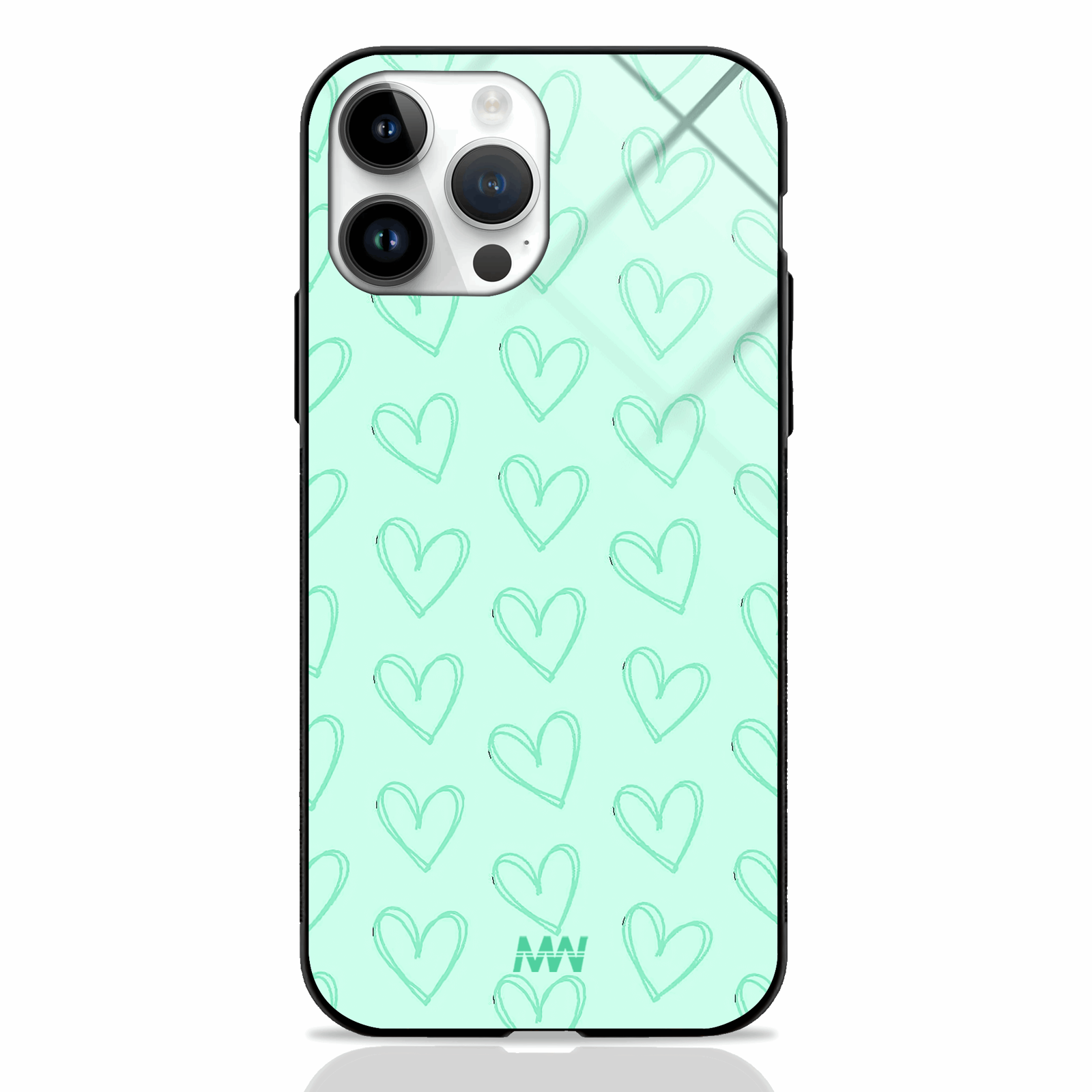 Aesthetic Minimal Hearts Premium Glass Case -  - MW Stuffs - 
