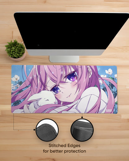 Anime Girl with Bunny Deskmat