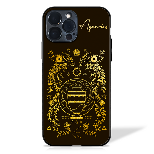 Aquarius Zodiac Sign Glass Case