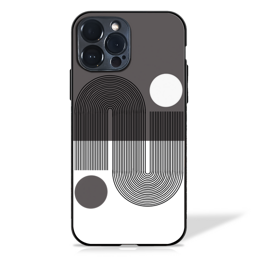 Monochrome Flow – Abstract Line Art Glass Case