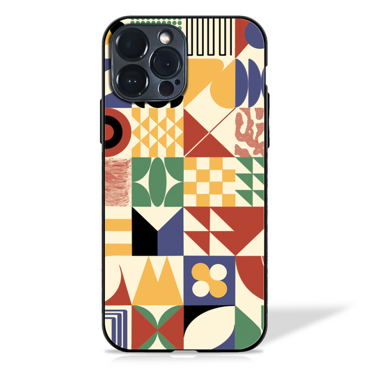 Retro Quilt – Artistic Patchwork Geometry Glass Case