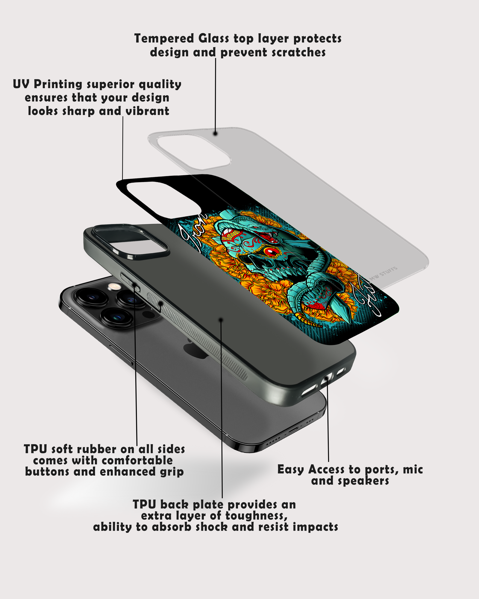 Bad Gang Skull Art GLASS CASE -  - MW Stuffs - 