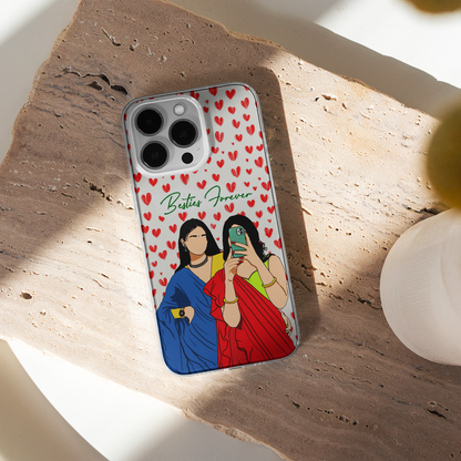 Besties Forever Girly Clear Silicone Case