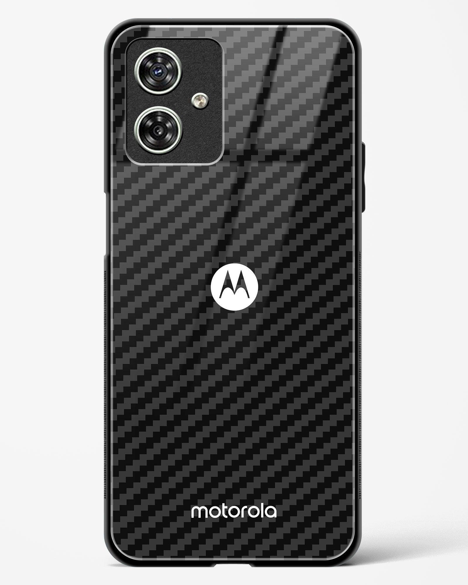 Black Carbon Pattern Glass Phone Case-Moto G64 5G