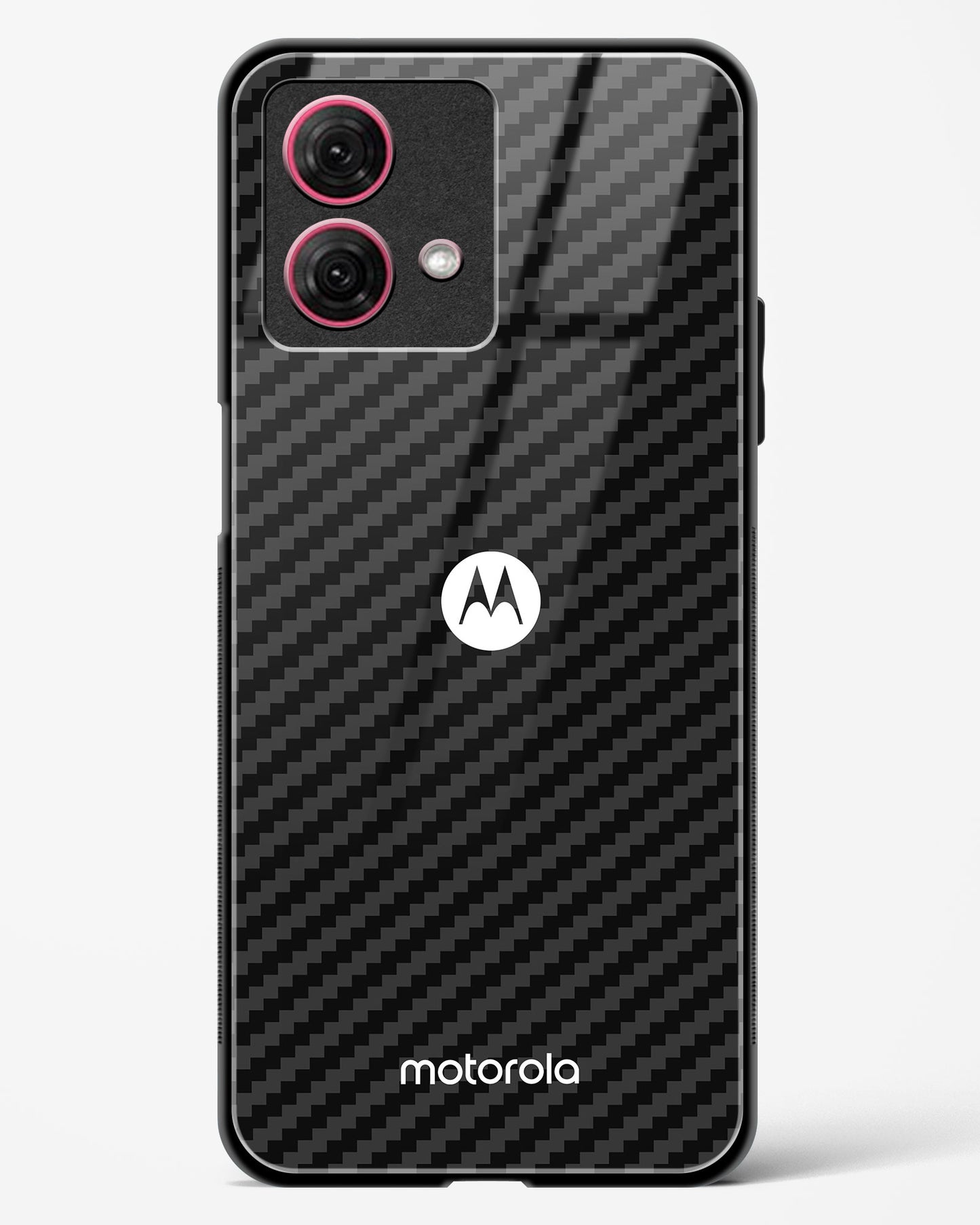 Black Carbon Pattern Glass Phone Case-Moto G84 5G