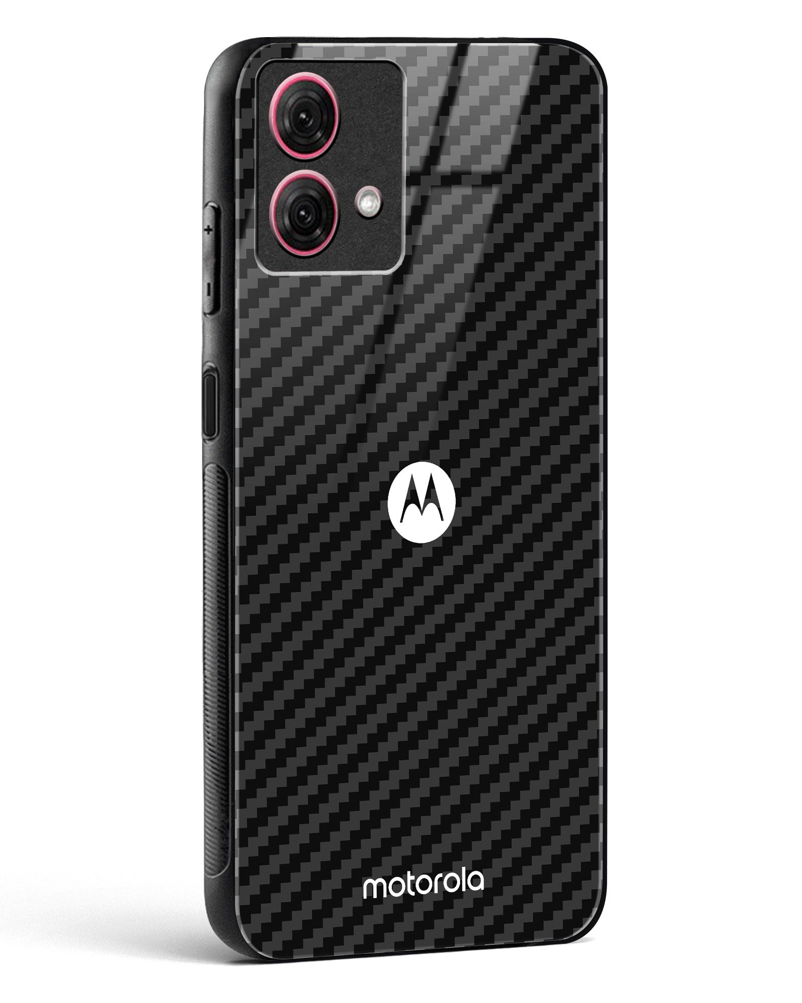 Black Carbon Pattern Glass Phone Case-Moto G84 5G