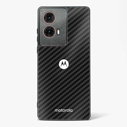 Black Carbon Pattern Glass Phone Case-Moto G85 5G