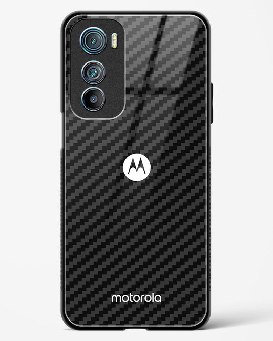 Black Carbon Pattern Glass Phone Case-Motorola Edge 30