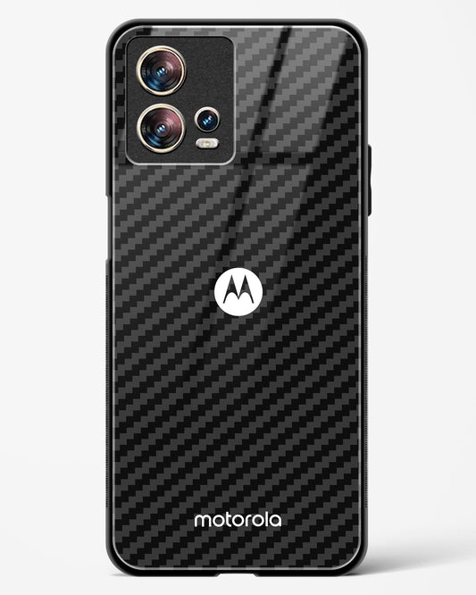 Black Carbon Pattern Glass Phone Case-Motorola Edge 30 Fusion