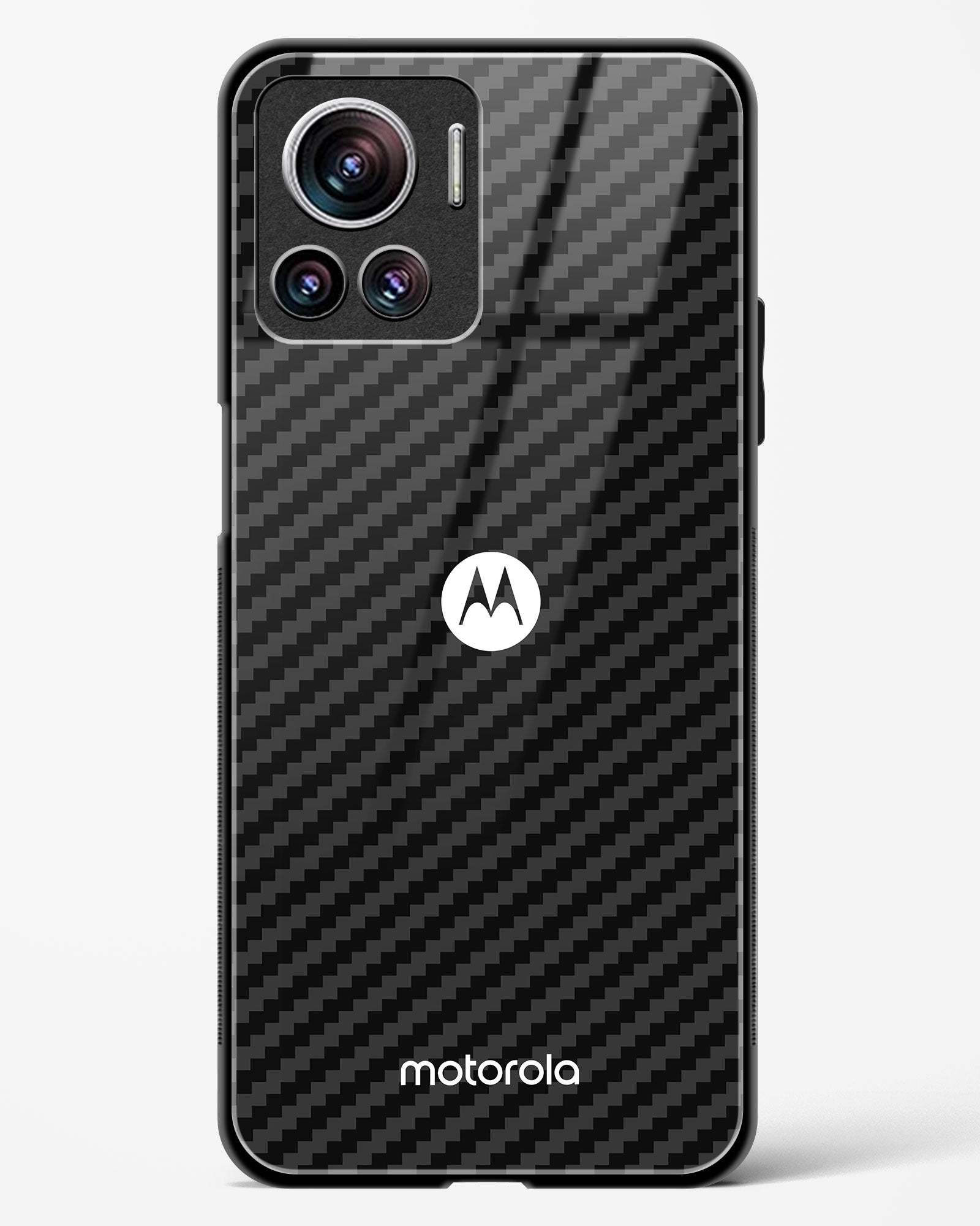 Black Carbon Pattern Glass Phone Case-Motorola Edge 30 Ultra