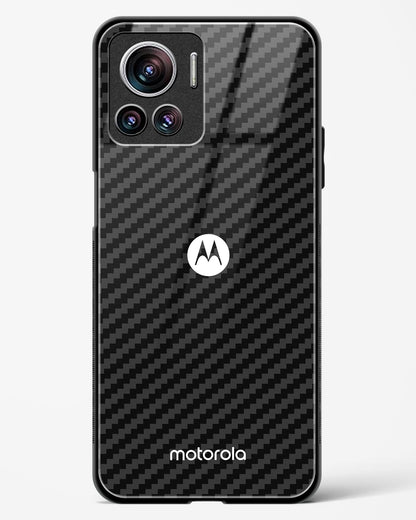 Black Carbon Pattern Glass Phone Case-Motorola Edge 30 Ultra