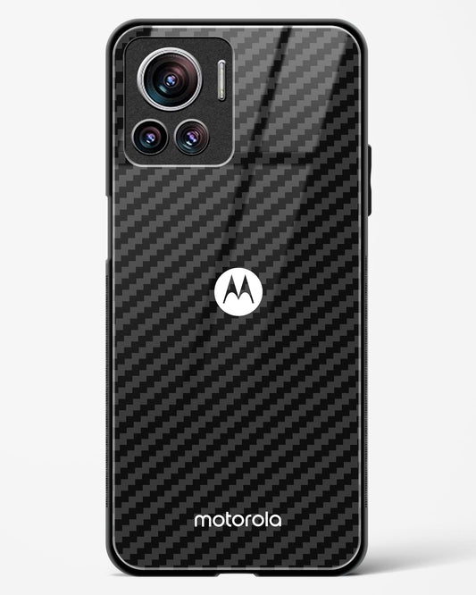 Black Carbon Pattern Glass Phone Case-Motorola Edge 30 Ultra