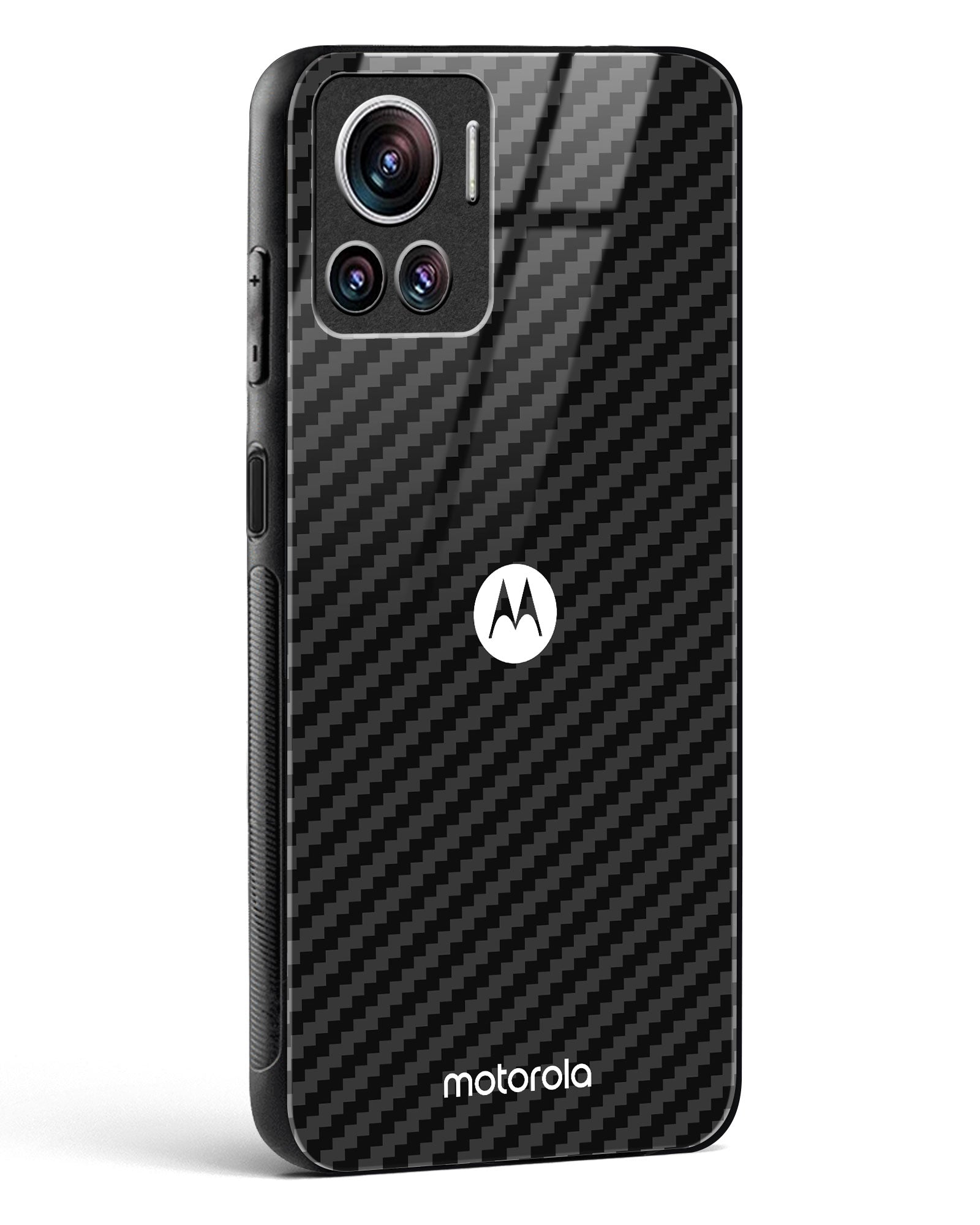 Black Carbon Pattern Glass Phone Case-Motorola Edge 30 Ultra