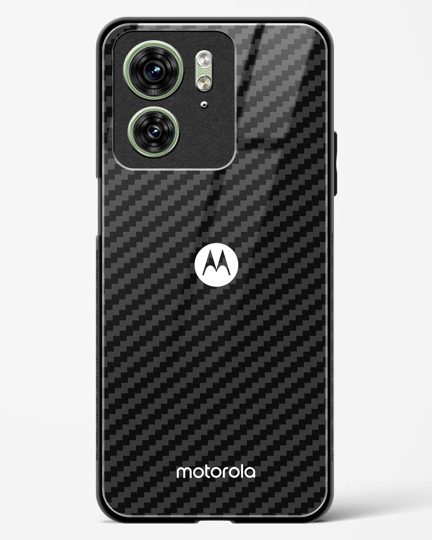 Black Carbon Pattern Glass Phone Case-Motorola Edge 40