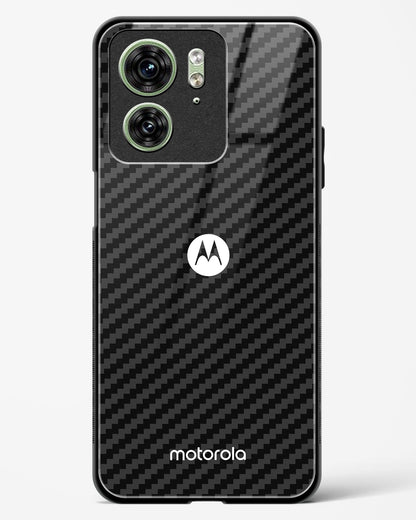 Black Carbon Pattern Glass Phone Case-Motorola Edge 40