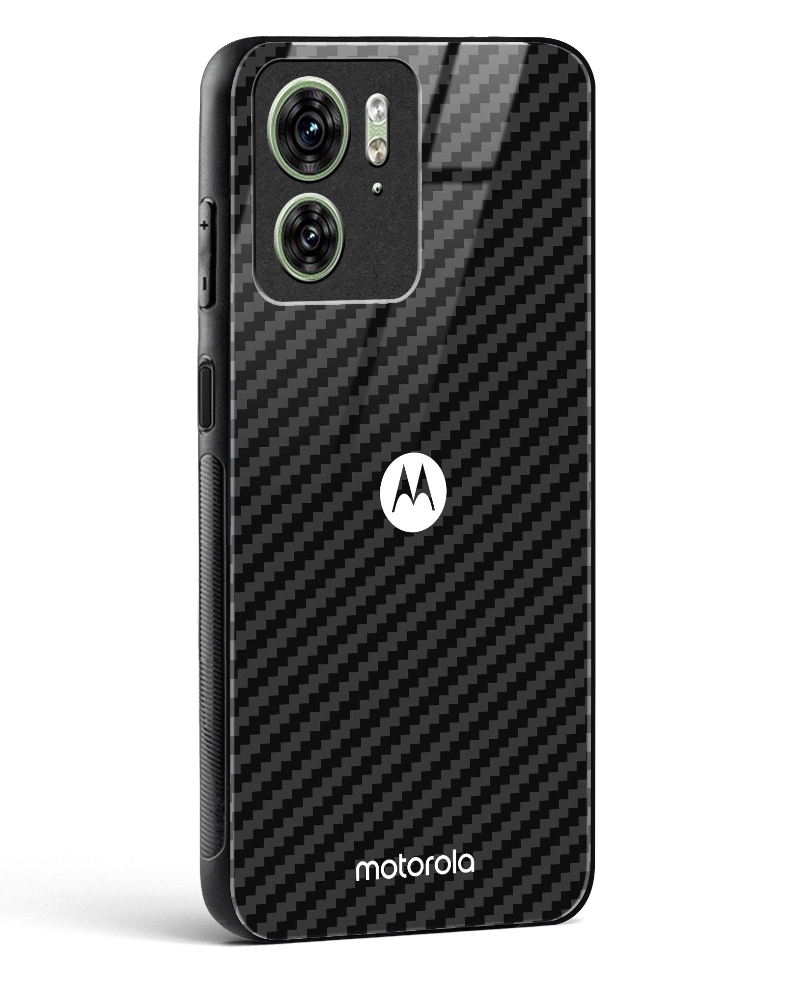 Black Carbon Pattern Glass Phone Case-Motorola Edge 40