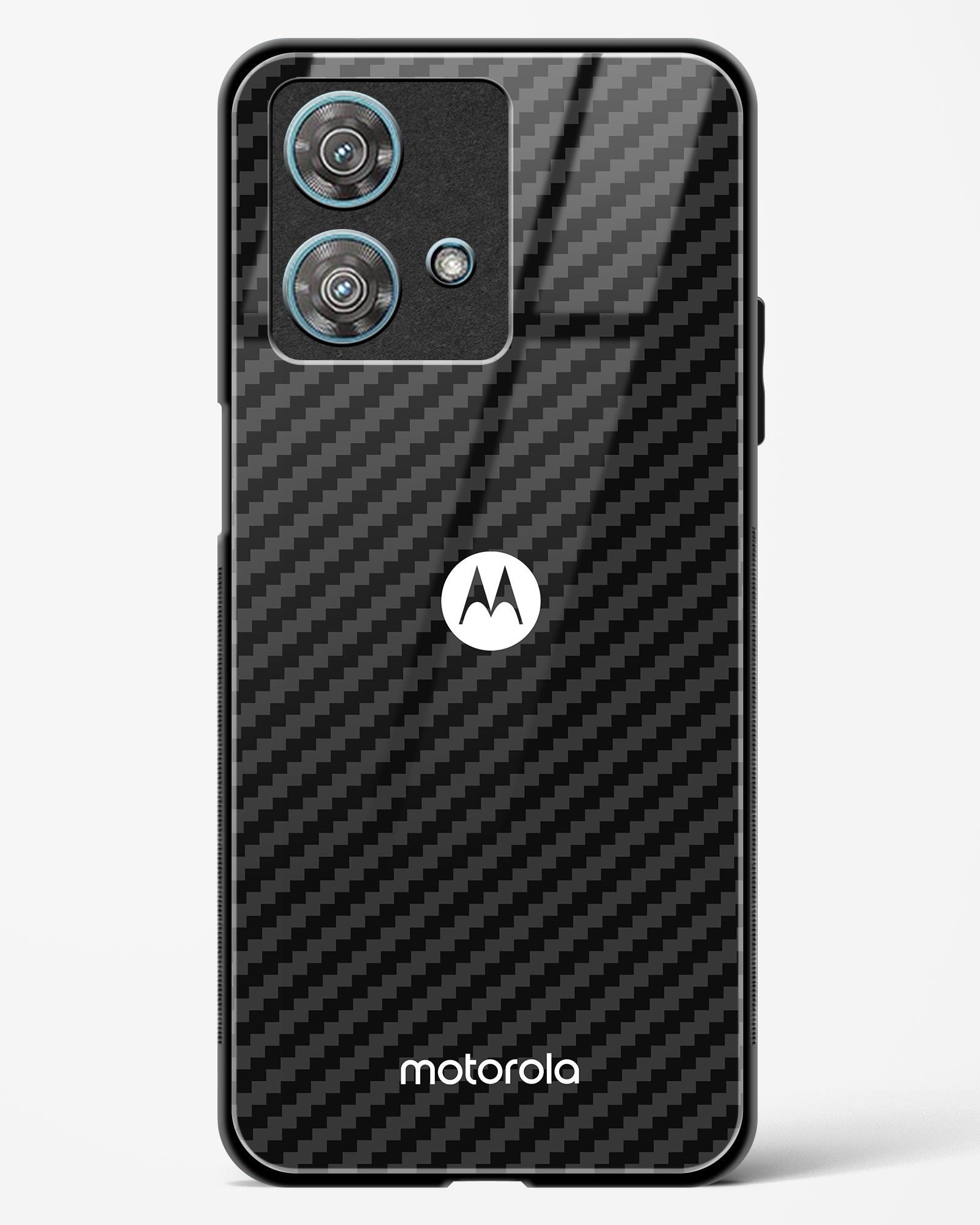 Black Carbon Pattern Glass Phone Case-Motorola Edge 40 Neo
