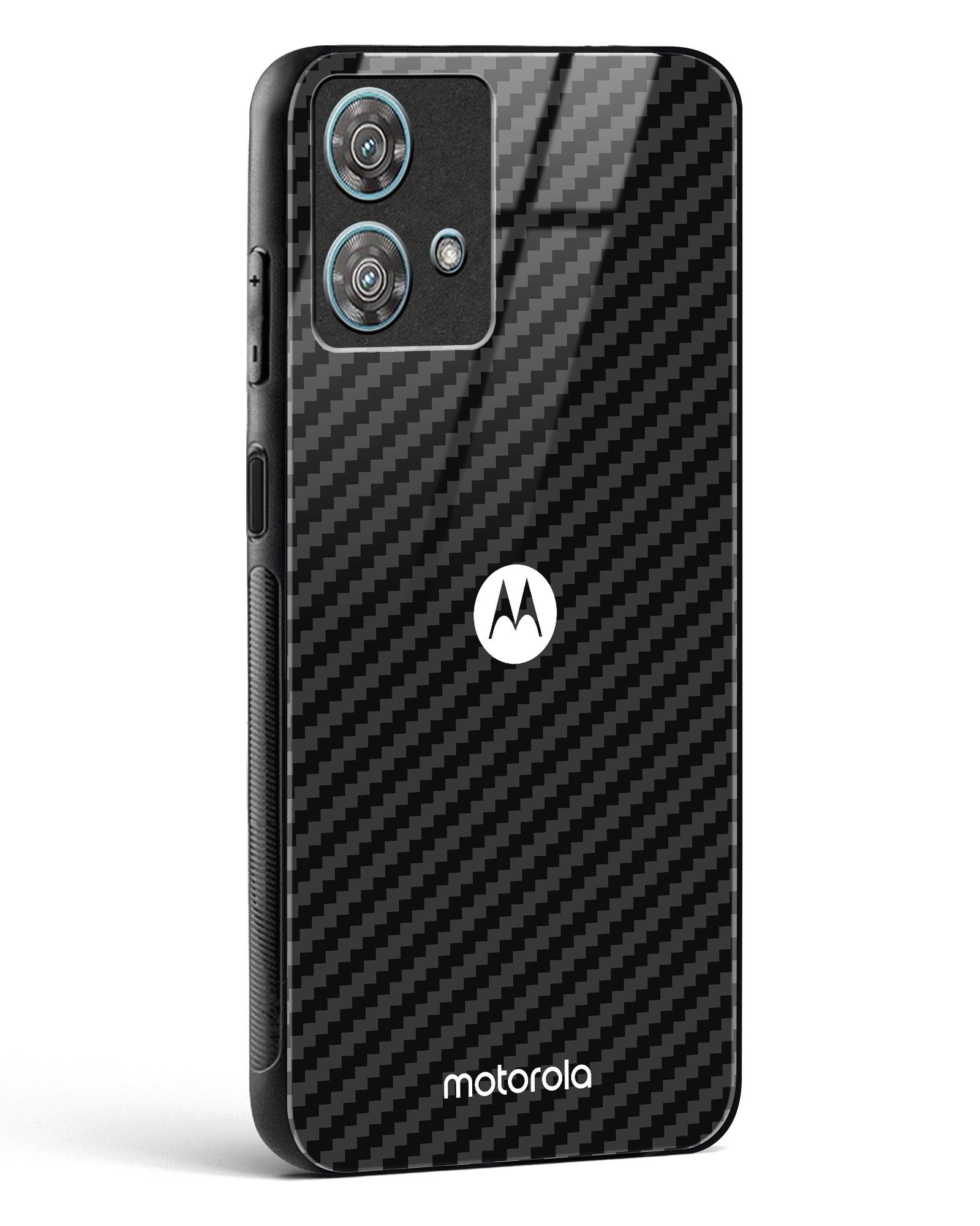 Black Carbon Pattern Glass Phone Case-Motorola Edge 40 Neo