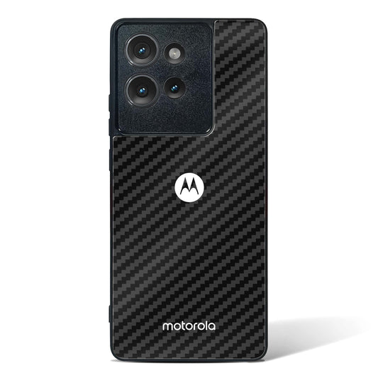 Black Carbon Pattern Glass Phone Case-Motorola Edge 50