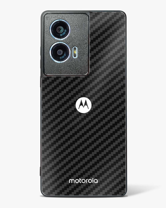 Black Carbon Pattern Glass Phone Case-Motorola Edge 50 Fusion