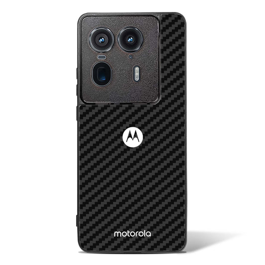 Black Carbon Pattern Glass Phone Case-Motorola Edge 50 Ultra