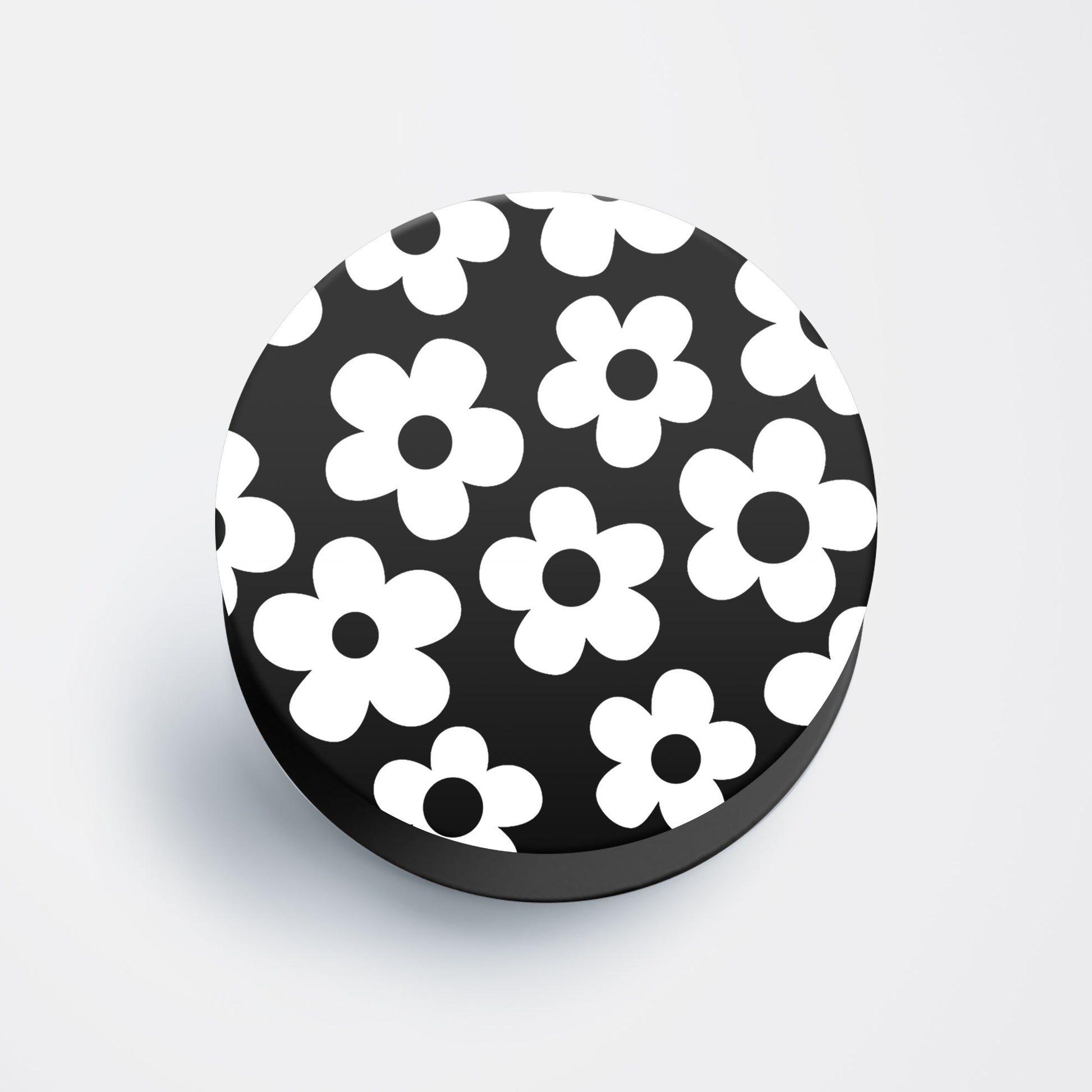 Black Floral Pattern Flat Pop Holder