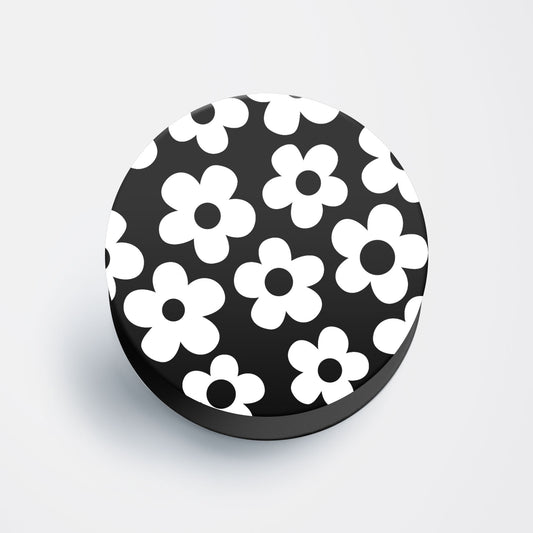 Black Floral Pattern Flat Pop Holder