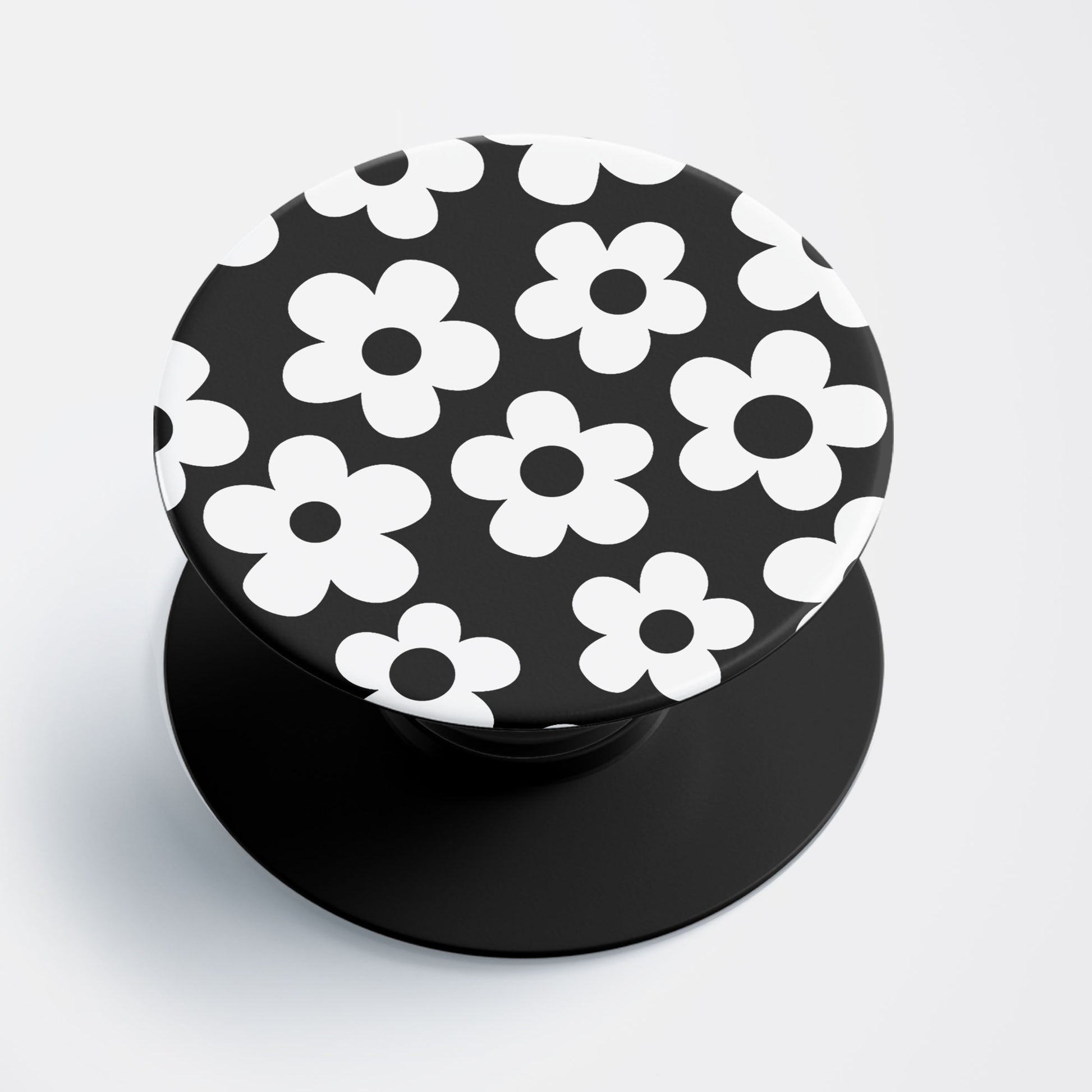 Black Floral Pattern Flat Pop Holder