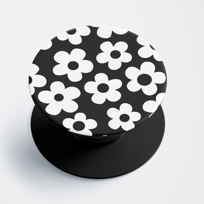 Black Floral Pattern Flat Pop Holder