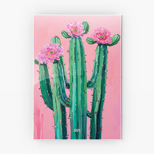 Blooming Cactus Metal-Poster