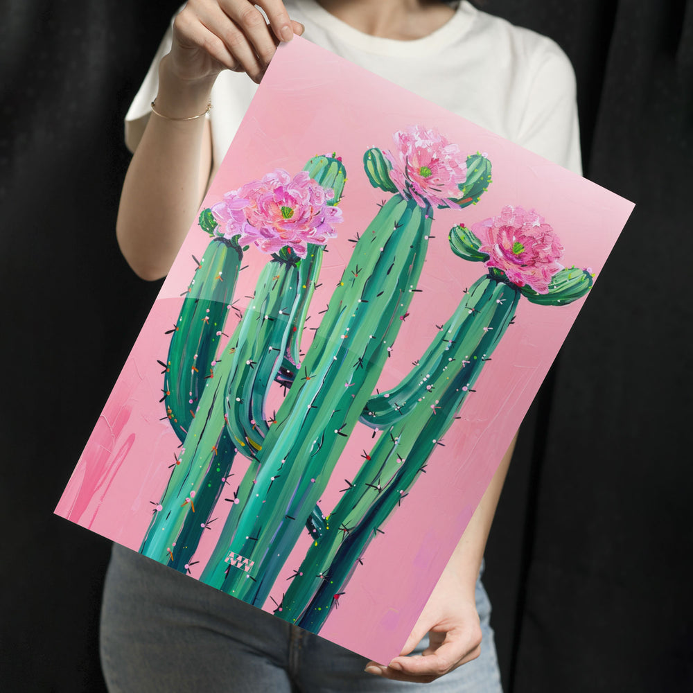 Blooming Cactus Metal-Poster