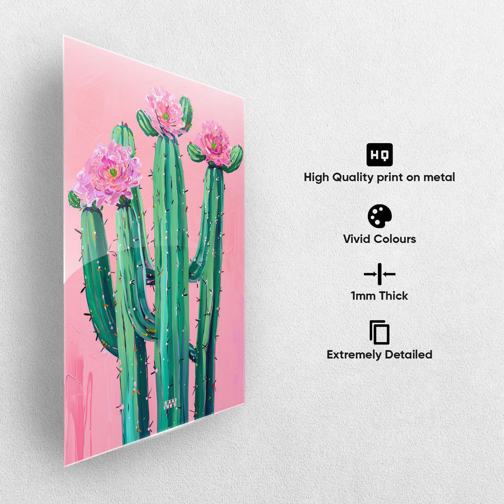 Blooming Cactus Metal-Poster