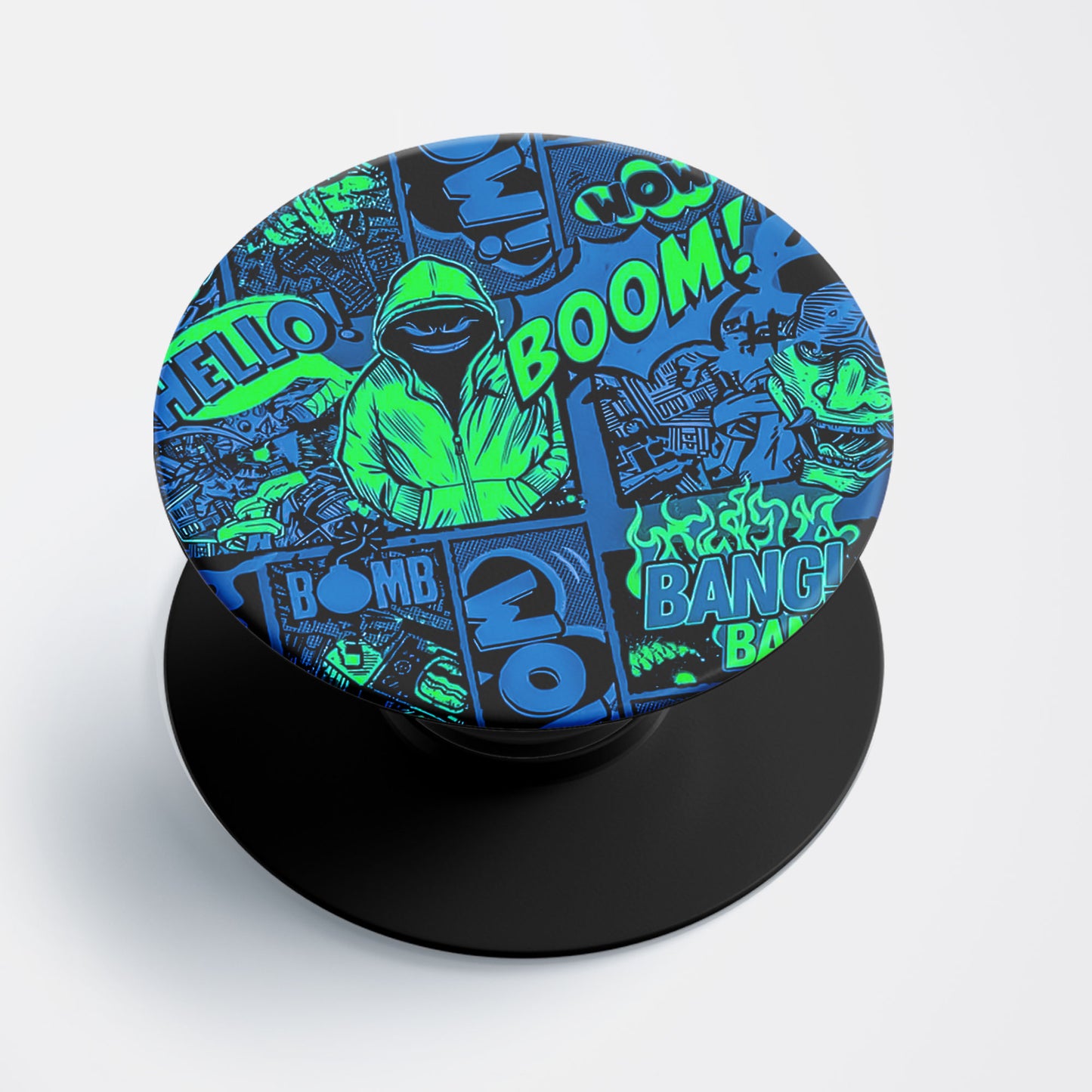 Blue Comic Mania Flat Pop Holder