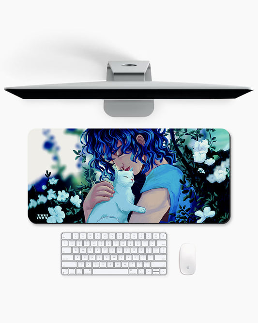 Blue Tresses & Ivory Whispers Deskmat
